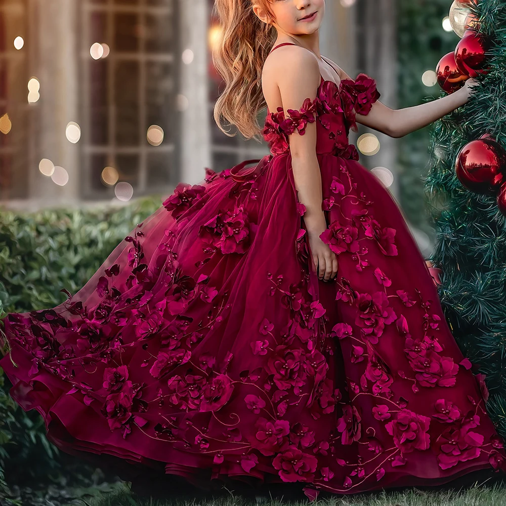 Customized 3D Floral Lace Flower Girls Dresses 2025 Spaghetti Strap Ball Gown for Kids Appliques Child Birthday Party Dress
Customized 3D Floral Lace Flower Girls Dresses 2025 Spaghetti Strap Ball Gown for Kids Appliques Child Birthday Party Dress