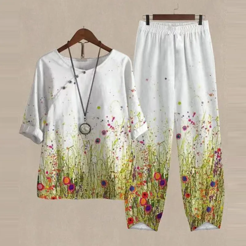 2025 Spring/Summer Fashion Women's High Street Spring Five-Sleeve Printed Top Pants Two-piece Set
2025 Spring/Summer Fashion Women's High Street Spring Five-Sleeve Printed Top Pants Two-piece Set