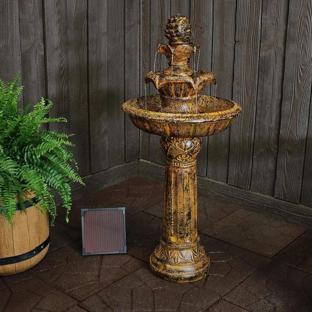 Ornate Elegance 42-Inch Tiered Solar Fountain with Battery Backup and LED Light - Submersible Pump, Customized
Ornate Elegance 42-Inch Tiered Solar Fountain with Battery Backup and LED Light - Submersible Pump, Customized