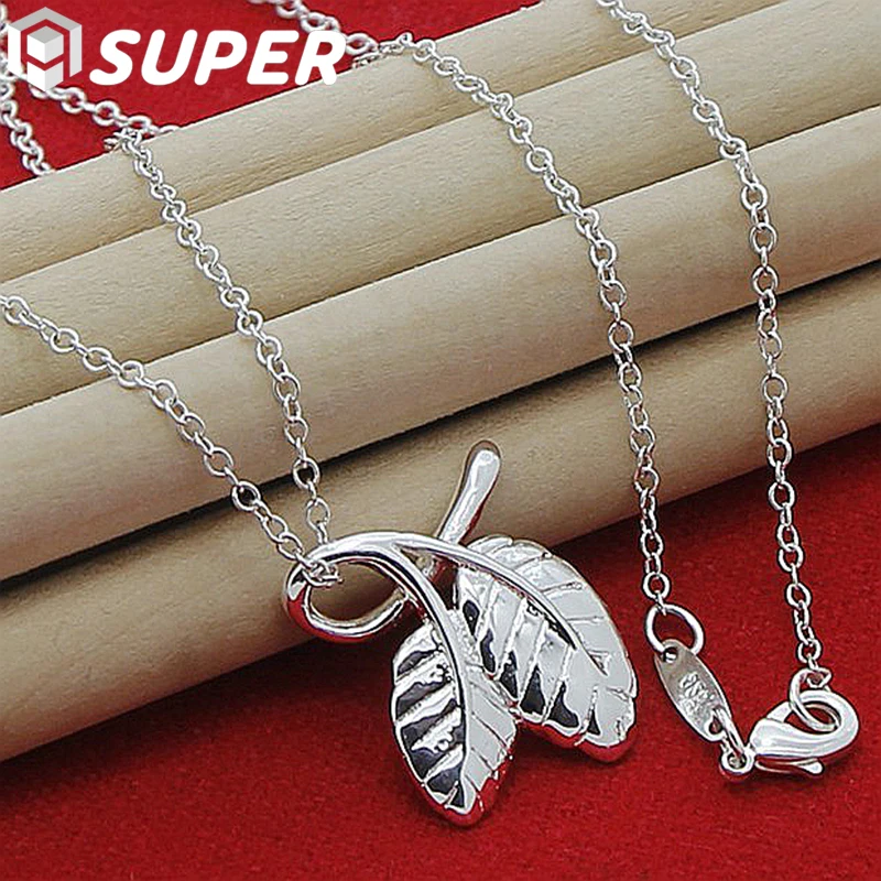 925 Sterling Silver Leaves Pendant Necklace 16/18/20/22/24/26/30 Inch Chain For Woman Man Charm Wedding Jewelry
925 Sterling Silver Leaves Pendant Necklace 16/18/20/22/24/26/30 Inch Chain For Woman Man Charm Wedding Jewelry