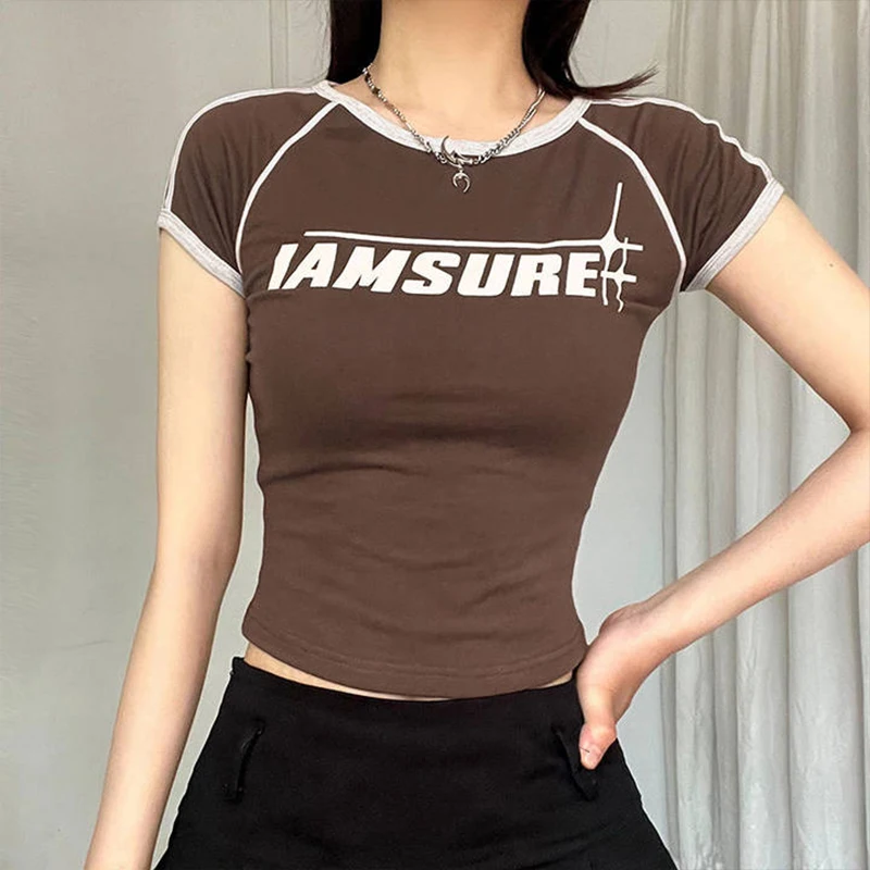 Harajuku Brown Short Top Retro Y2K Letter Printed Short Sleeve O-Neck Summer T-shirt Women's Street Wear Casual T-shirt
Harajuku Brown Short Top Retro Y2K Letter Printed Short Sleeve O-Neck Summer T-shirt Women's Street Wear Casual T-shirt
