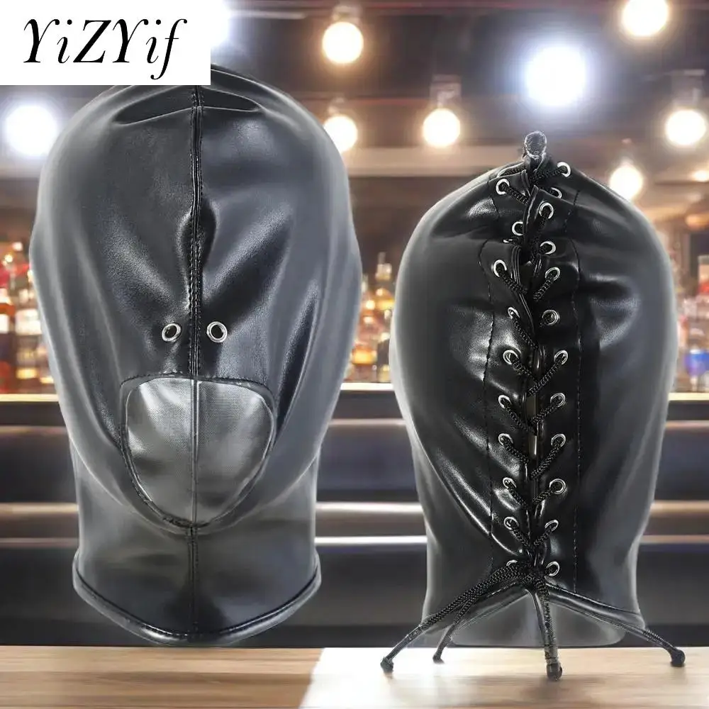 Unisex Leather Mask Open Eyes Head Hood Hat Cap Sexy Tight Fitting Mask for Cosplay Role Game Halloween Masquerade Costume Mask
Unisex Leather Mask Open Eyes Head Hood Hat Cap Sexy Tight Fitting Mask for Cosplay Role Game Halloween Masquerade Costume Mask