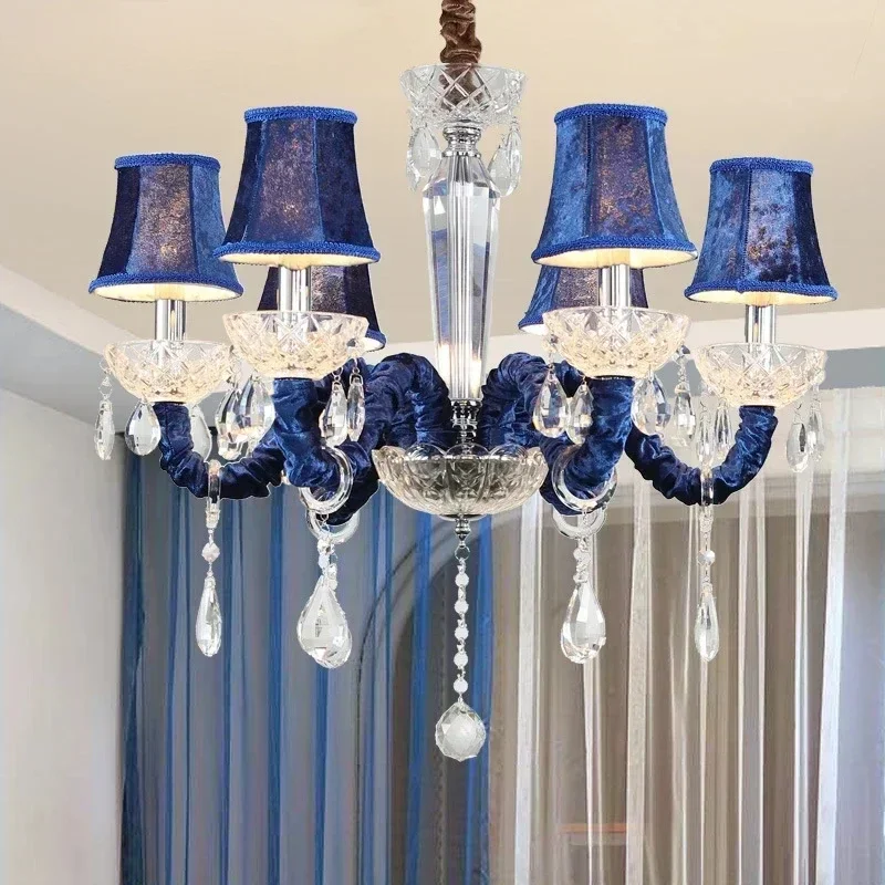 European Crystal Pendent Lamp Blue Candle Lamp Luxury Art Living Room Restaurant BedroomVilla Hotel KTV Chandelier
European Crystal Pendent Lamp Blue Candle Lamp Luxury Art Living Room Restaurant BedroomVilla Hotel KTV Chandelier