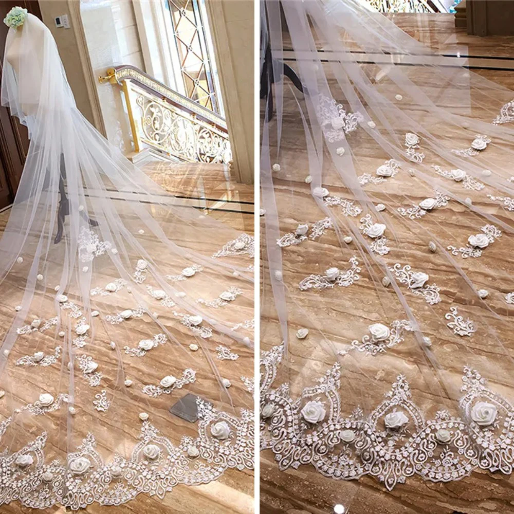 One Layer Lace Wedding Veil Edge Lace Appliques Cathedral Long Bridal Veils 3D Flowers Wedding Accessories Bride Customized
One Layer Lace Wedding Veil Edge Lace Appliques Cathedral Long Bridal Veils 3D Flowers Wedding Accessories Bride Customized