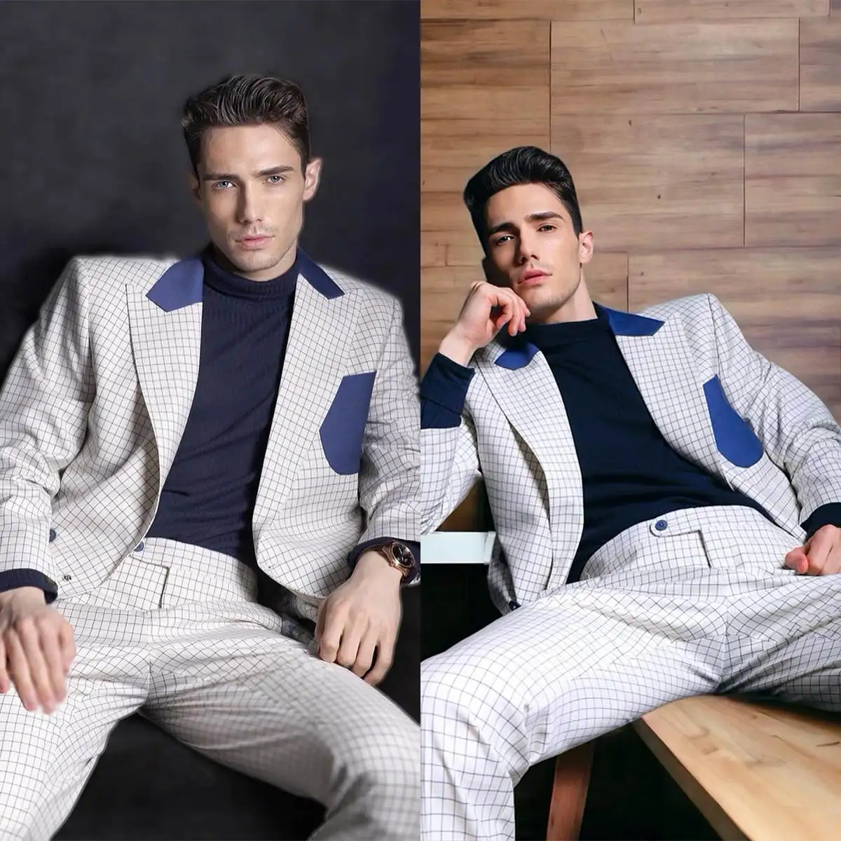 Modern Plaid Wedding Suits For Groom Peak Lapel Single Breasted Tuxedos 2 Pcs Jacket Pants Business Party Prom Customized
Modern Plaid Wedding Suits For Groom Peak Lapel Single Breasted Tuxedos 2 Pcs Jacket Pants Business Party Prom Customized