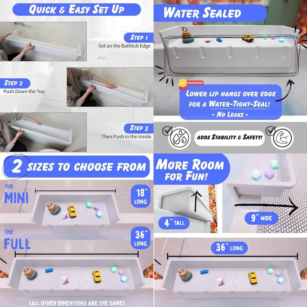 White Bathtub Splash Guard and Bath Shelf for Kids - Toddler Bath Tray with Suction Cups for Toy Storage and Organization
White Bathtub Splash Guard and Bath Shelf for Kids - Toddler Bath Tray with Suction Cups for Toy Storage and Organization