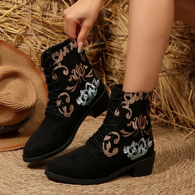 Модные женские ботильоны с вышивкой, с круглым носком, на шнуровке спереди, замшевые, на мягкой подошве, противоскользящие, износостойкие одинарные туфли
Модные женские ботильоны с вышивкой, с круглым носком, на шнуровке спереди, замшевые, на мягкой подошве, противоскользящие, износостойкие одинарные туфли