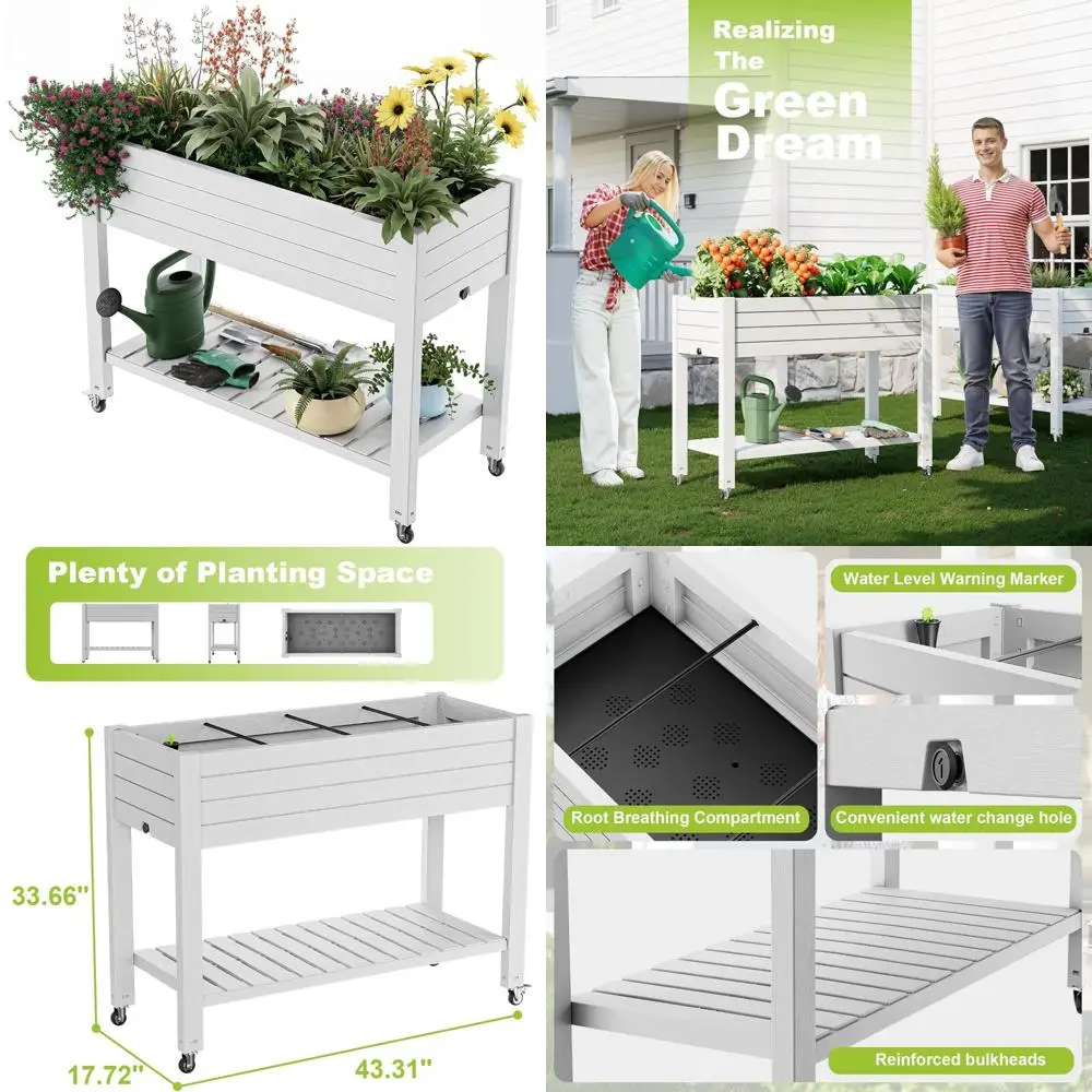 Large Outdoor Resin Patio Planter Box with Wheels, Divisible, Drain Plug, and Water Monitor for Easy Gardening
Large Outdoor Resin Patio Planter Box with Wheels, Divisible, Drain Plug, and Water Monitor for Easy Gardening