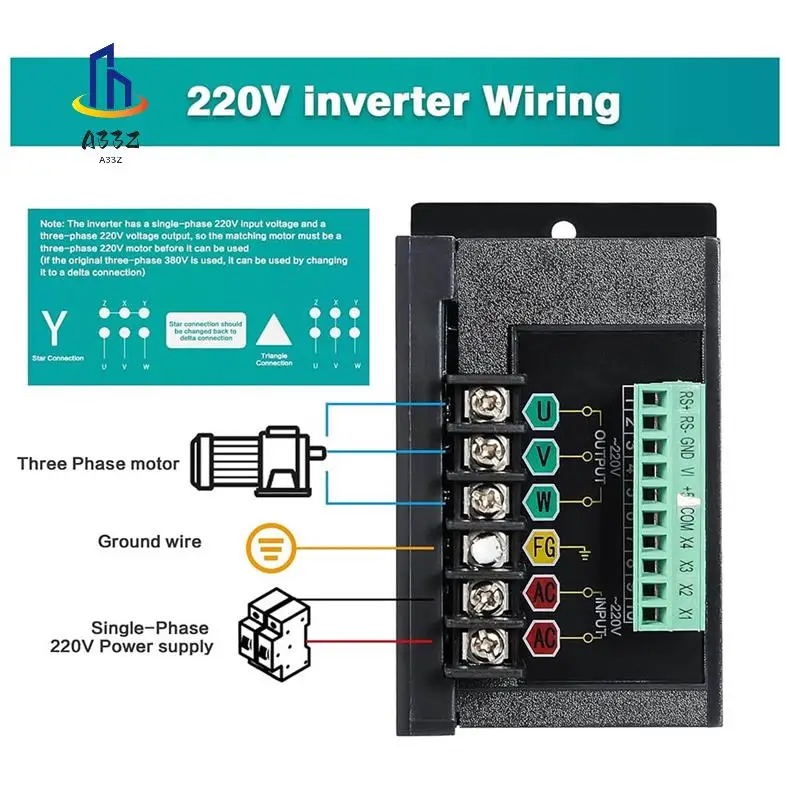 A33Z-Mini Inverter Embedded VFD 750W Frequency Changer 1HP Frequency Transformer For 3PH Asynchronous Motor Speed Regulation
A33Z-Mini Inverter Embedded VFD 750W Frequency Changer 1HP Frequency Transformer For 3PH Asynchronous Motor Speed Regulation