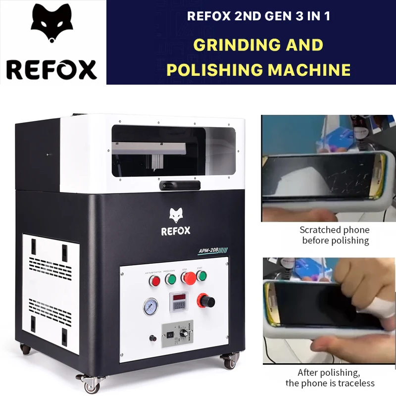 REFOX APM-20B LCD Screen Display Scratch Removal Machine Intelligent Polishing Machine For iPhone 12 13 14 Watch screen repair
REFOX APM-20B LCD Screen Display Scratch Removal Machine Intelligent Polishing Machine For iPhone 12 13 14 Watch screen repair