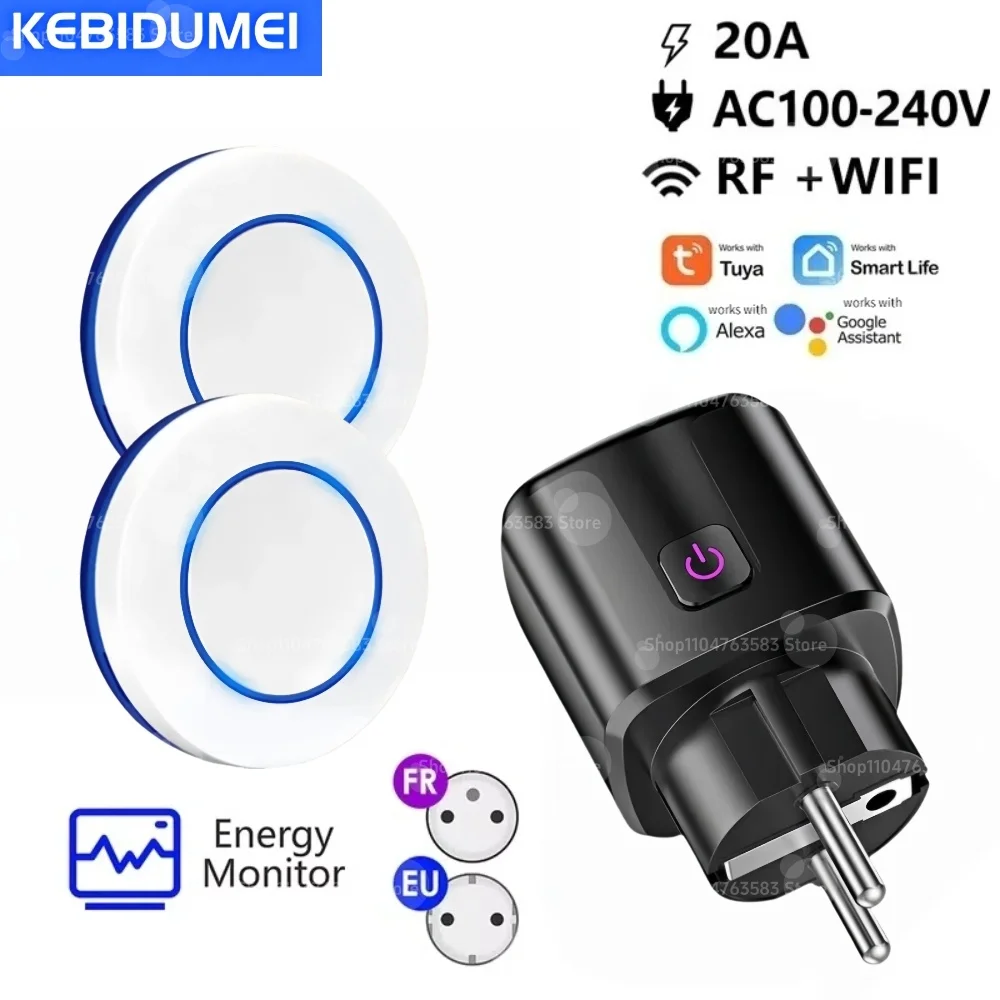 Tuya WiFi RF 433Mhz EU Smart Socket Plug Outlet 20A 220V Adapter Power Monitor Wireless Remote Control APP For Google Home Alexa
Tuya WiFi RF 433Mhz EU Smart Socket Plug Outlet 20A 220V Adapter Power Monitor Wireless Remote Control APP For Google Home Alexa