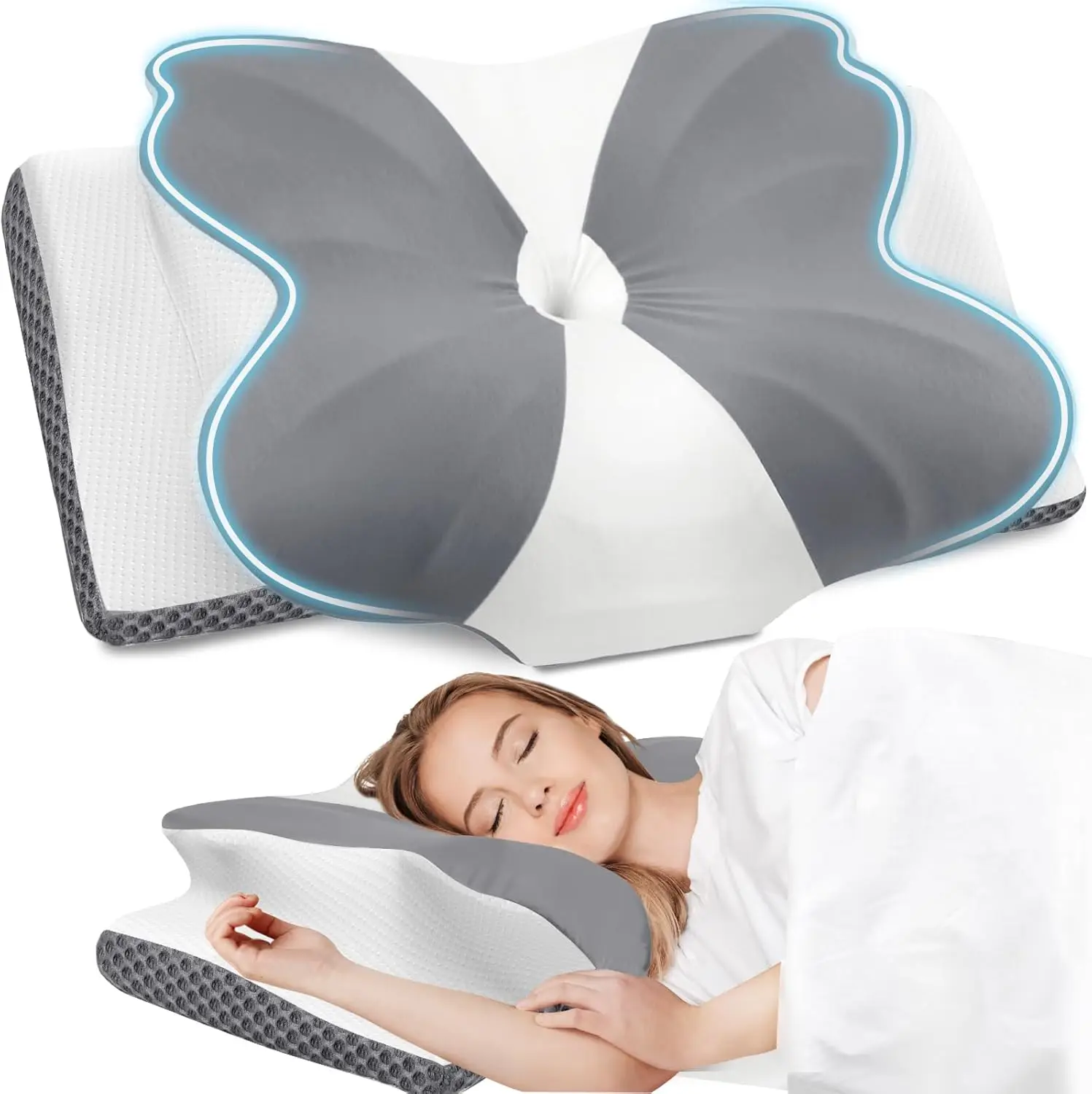 Ergonomic Memory Foam Neck Pillow for Pain Relief, Supports Side Back Stomach Sleepers, Grey Queen Size
Ergonomic Memory Foam Neck Pillow for Pain Relief, Supports Side Back Stomach Sleepers, Grey Queen Size