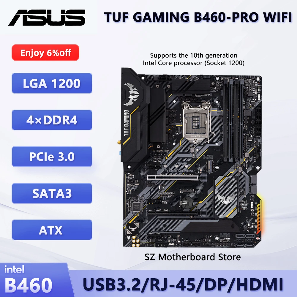 Материнская плата ASUS TUF GAMING B460-PRO WIFI B460 LGA 1200, поддержка i7-10700K i7-10700 i5-10400 4 × DDR4 Bluetooth 5.1 WiFi 6 ATX
Материнская плата ASUS TUF GAMING B460-PRO WIFI B460 LGA 1200, поддержка i7-10700K i7-10700 i5-10400 4 × DDR4 Bluetooth 5.1 WiFi 6 ATX