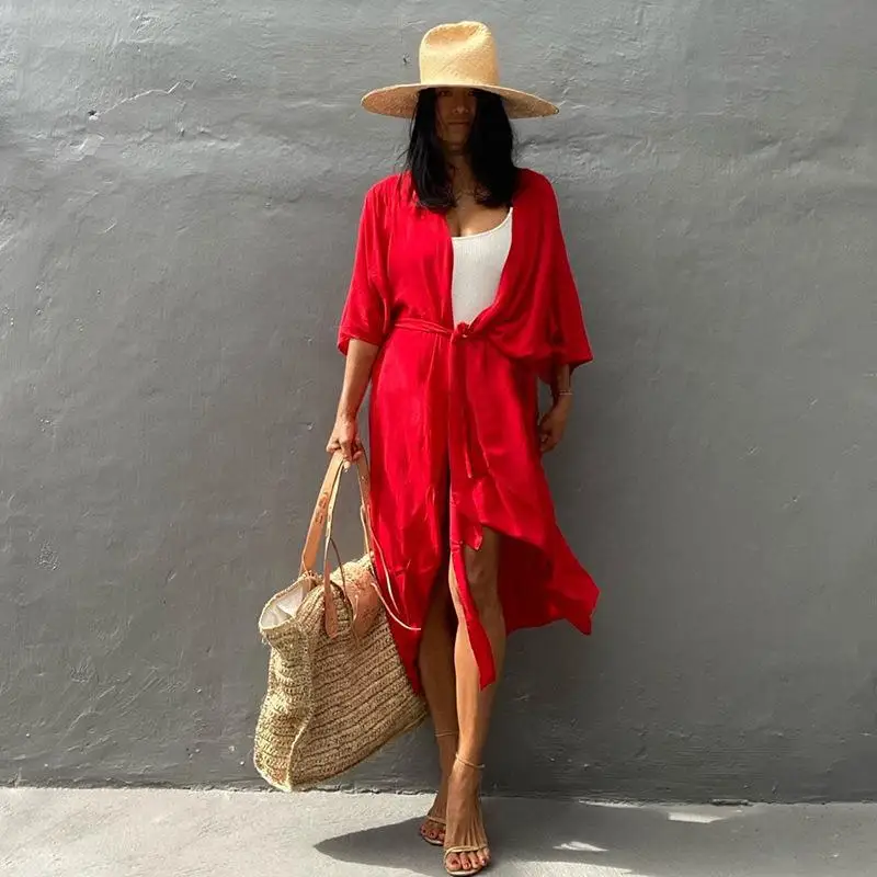 Women's Beach Cover Up Kimono, Summer Swimsuit Cape, Solid Bohemian Tunic Dresses, Bathing Suits, Cardigan, Shawl
Women's Beach Cover Up Kimono, Summer Swimsuit Cape, Solid Bohemian Tunic Dresses, Bathing Suits, Cardigan, Shawl