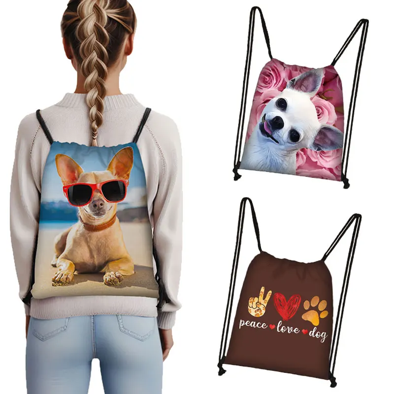 Cute Dog Chihuahua Print Drawstring Bag Women Casual Backpack Teenager Girls Party Shopping Bags Storage Bag for Travel Gift
Cute Dog Chihuahua Print Drawstring Bag Women Casual Backpack Teenager Girls Party Shopping Bags Storage Bag for Travel Gift