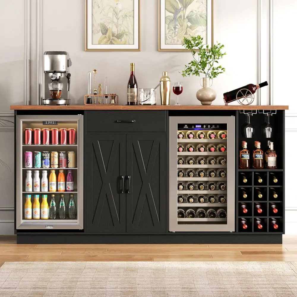 Large Coffee Bar Cabinet with Fridge Space, Mini Fridge Cabinet with Storage, Liquor Cabinet with Wine Rack Glass Holder Power
Large Coffee Bar Cabinet with Fridge Space, Mini Fridge Cabinet with Storage, Liquor Cabinet with Wine Rack Glass Holder Power
