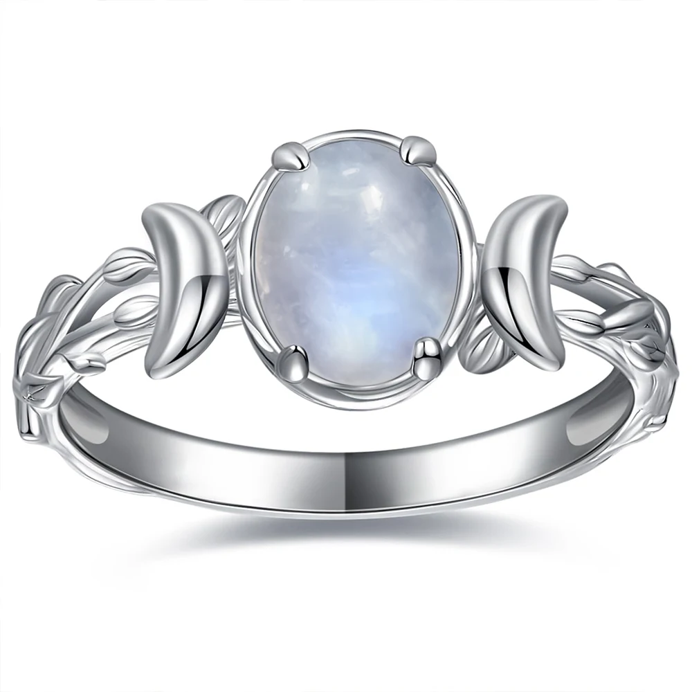 Silver Ring Natural 925 Silver Moonstone Ring with Natural Stone 8*10MM Bohemian Three Moon Shape Ring Fine Jewelry for Women
Silver Ring Natural 925 Silver Moonstone Ring with Natural Stone 8*10MM Bohemian Three Moon Shape Ring Fine Jewelry for Women