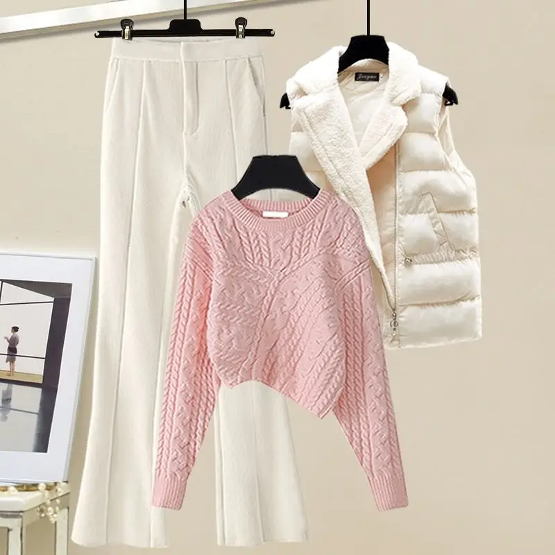 Women Warm Y2K Pant Suit Sweater Vest Coat And TrousersThree Piece Set Outfit Outwear Female 2023 Autumn Winter Korean Clothing
Women Warm Y2K Pant Suit Sweater Vest Coat And TrousersThree Piece Set Outfit Outwear Female 2023 Autumn Winter Korean Clothing