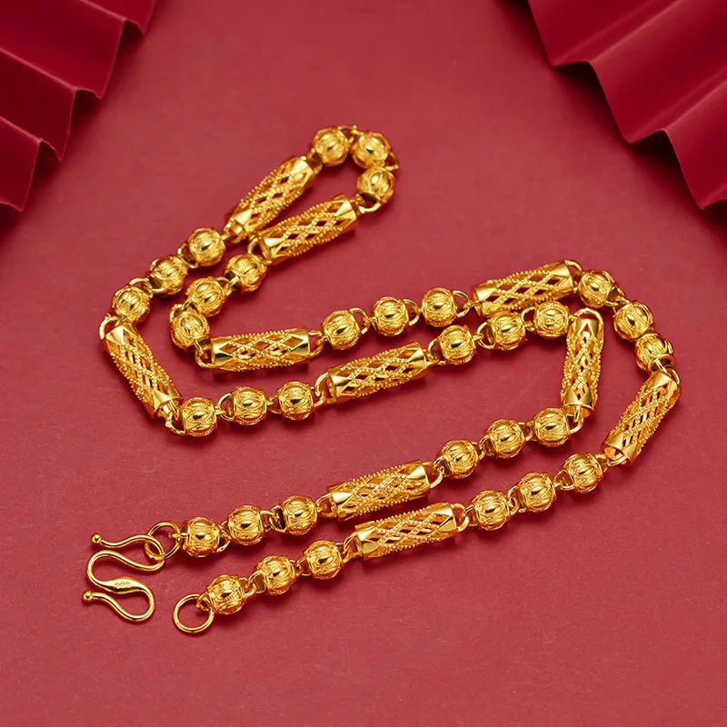 Gold-plated jewelry, Chinese-style hollowed-out men's lantern bead necklace, exuding a sense of light luxury and elegance
Gold-plated jewelry, Chinese-style hollowed-out men's lantern bead necklace, exuding a sense of light luxury and elegance