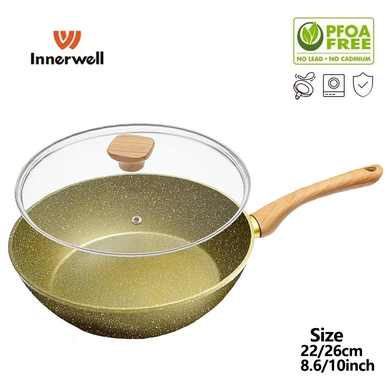 Kitchen 8.6/10inch Frying Pan Woks with Lid Nonstick Nontoxic Cookware Chicken Steak Seafood Skillets Pots Suitable All Stoves
Kitchen 8.6/10inch Frying Pan Woks with Lid Nonstick Nontoxic Cookware Chicken Steak Seafood Skillets Pots Suitable All Stoves