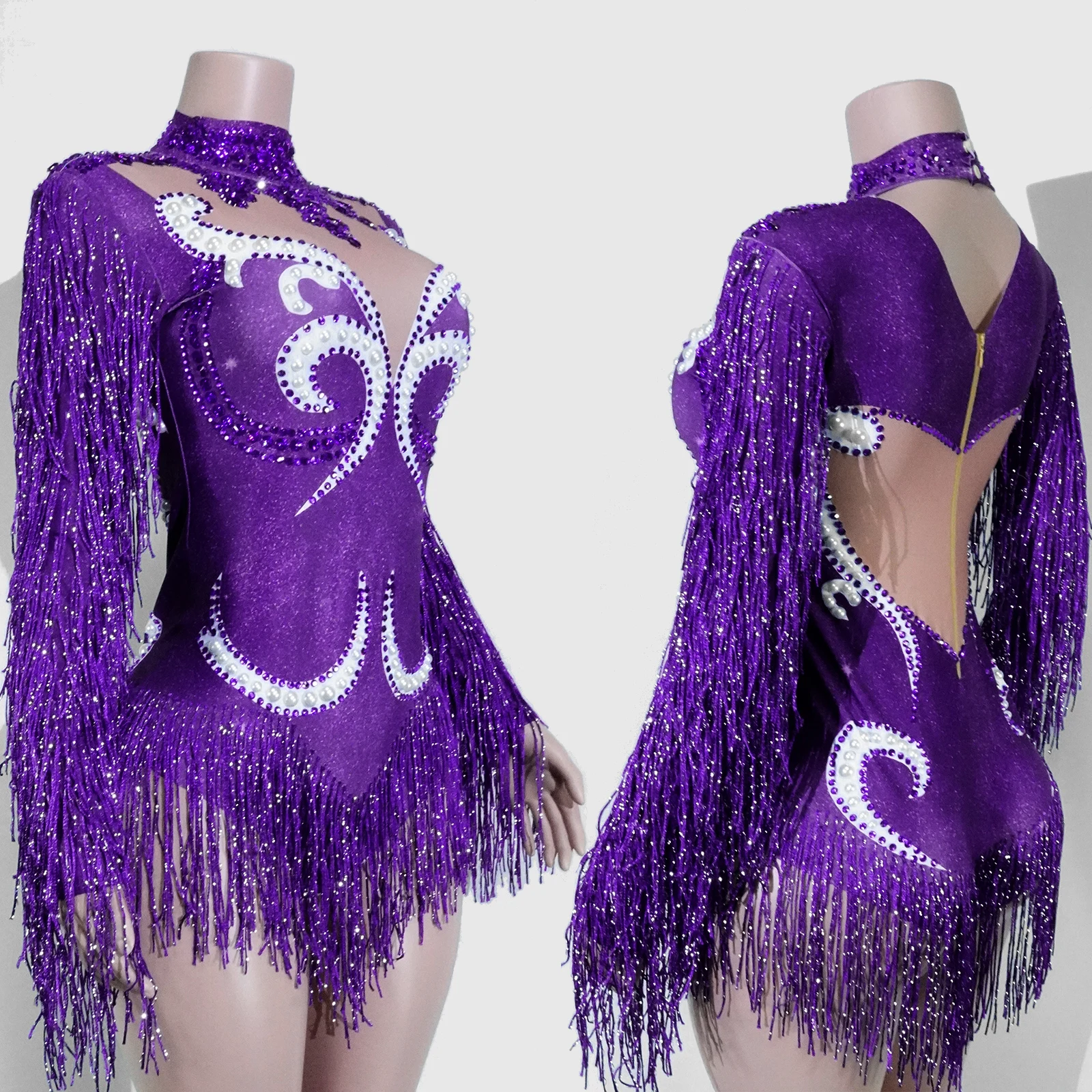 Fashion Blue Women's Crystal Tassels Bodysuit Sexy See-through Club Party Performance Leotard for Birthday Team Pole Dance
Fashion Blue Women's Crystal Tassels Bodysuit Sexy See-through Club Party Performance Leotard for Birthday Team Pole Dance