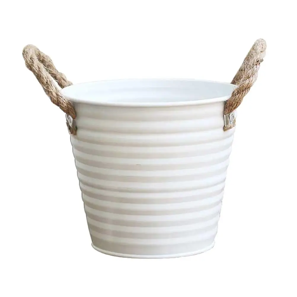 Rope Handle Iron Bucket Striped Flower Pot for Decor Balcony Garden Plant Succulent Container Modern
Rope Handle Iron Bucket Striped Flower Pot for Decor Balcony Garden Plant Succulent Container Modern