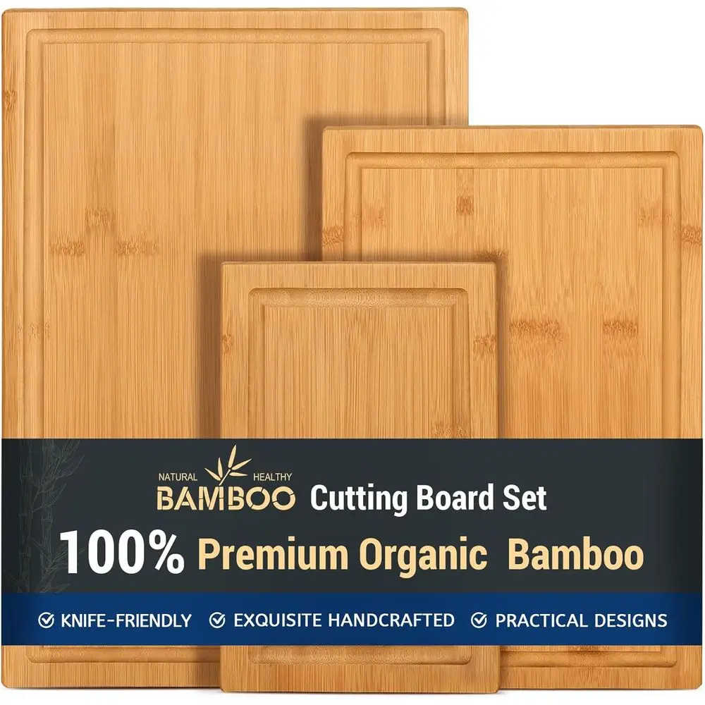 Premium Bamboo Cutting Board Set for Kitchen Use - Ideal for Meat, Vegetables, and Juice Groove
Premium Bamboo Cutting Board Set for Kitchen Use - Ideal for Meat, Vegetables, and Juice Groove