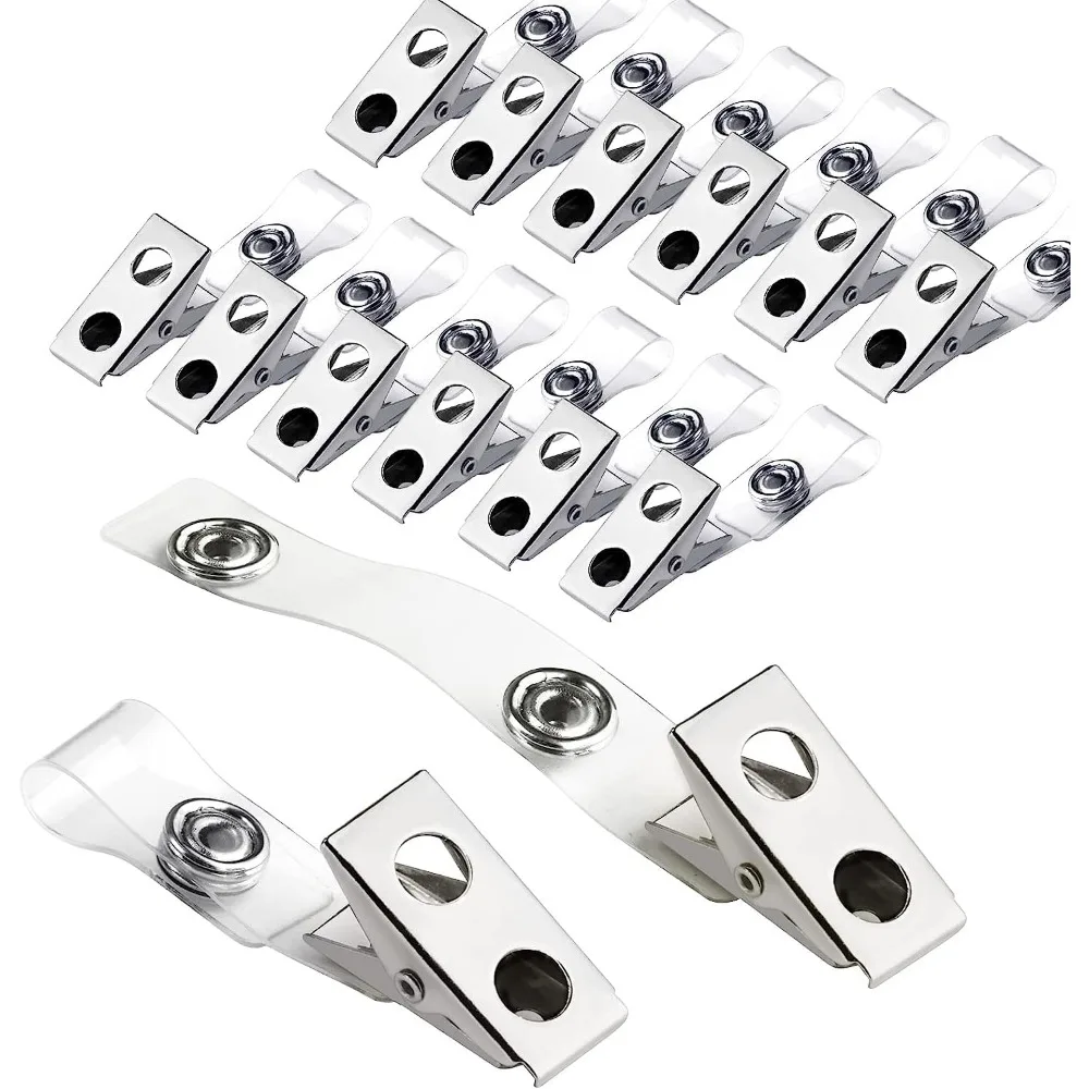 Set of 30 Metal Badge Clips with Clear PVC Straps for Secure ID Card and Badge Display
Set of 30 Metal Badge Clips with Clear PVC Straps for Secure ID Card and Badge Display