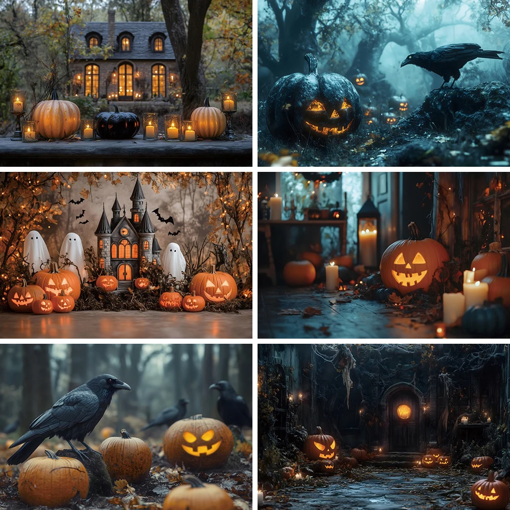 Halloween Kids Portrait Photography Backdrop Crow Pumpkin Lights Vintage Castle Bat Halloween Party Background Photo Booth Props
Halloween Kids Portrait Photography Backdrop Crow Pumpkin Lights Vintage Castle Bat Halloween Party Background Photo Booth Props