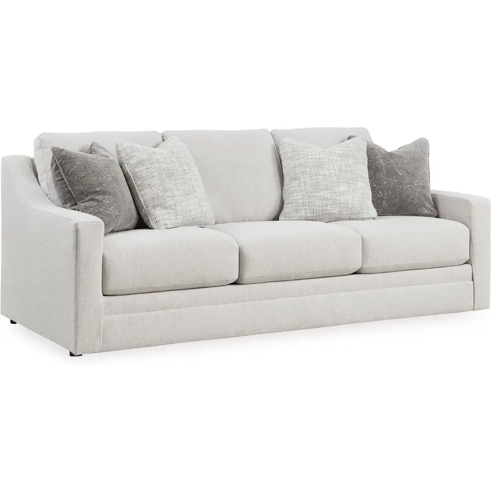 Modern Sofa with Accent Pillows, Reversible Cushions, Sloped Arms, Light Gray
Modern Sofa with Accent Pillows, Reversible Cushions, Sloped Arms, Light Gray