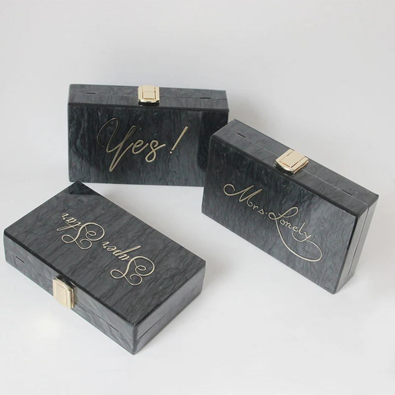 New Trendy Handbag Fashion Women Bags Black Letter Acrylic Luxury Party Evening Bag Woman Wedding Cute Vintage Box Clutch Purse
New Trendy Handbag Fashion Women Bags Black Letter Acrylic Luxury Party Evening Bag Woman Wedding Cute Vintage Box Clutch Purse