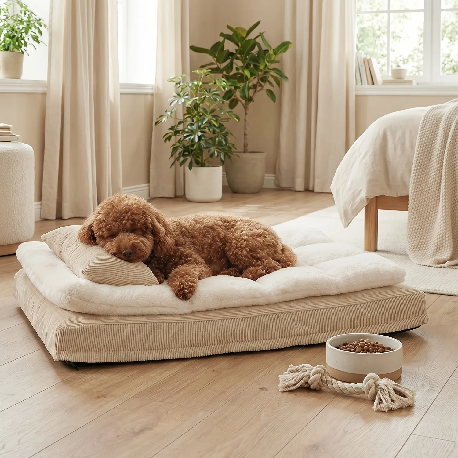 Cozy Square Dog Bed, Pet Mat with Removable Pillow Design, Supports Dog's Spine, Three-Layer Ultra-Thick Structure, Soft Comfortable Fabric, & Leak-Proof, 24", 29.5", 35" Sizes Available, for Small & Medium Dogs, Great Gift for Dogs.
Cozy Square Dog Bed, Pet Mat with Removable Pillow Design, Supports Dog's Spine, Three-Layer Ultra-Thick Structure, Soft Comfortable Fabric, & Leak-Proof, 24", 29.5", 35" Sizes Available, for Small & Medium Dogs, Great Gift for Dogs.