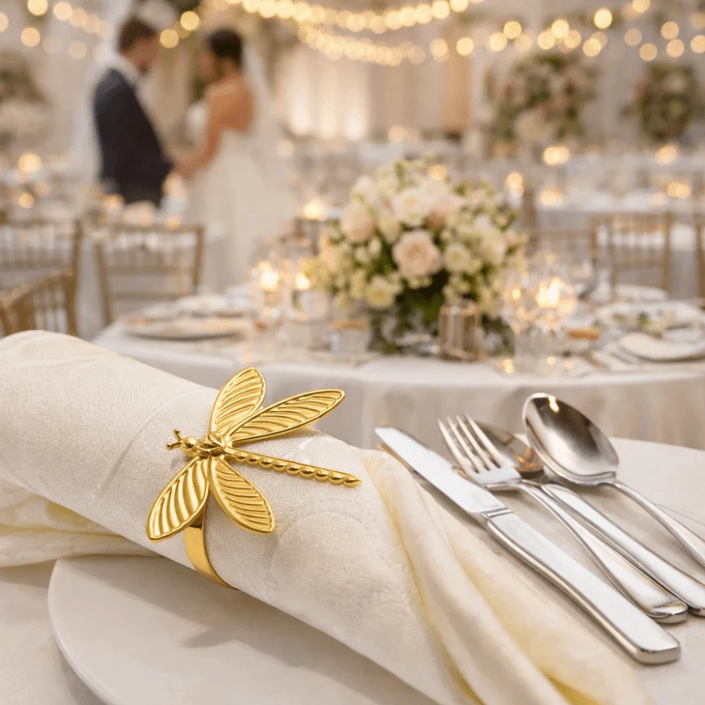 6 pieces/set Minimalist Dragonfly Napkin Rings Modern Style Metal Insect Napkin Buckle Gold Elegant Napkin Holder Valentines Day
6 pieces/set Minimalist Dragonfly Napkin Rings Modern Style Metal Insect Napkin Buckle Gold Elegant Napkin Holder Valentines Day