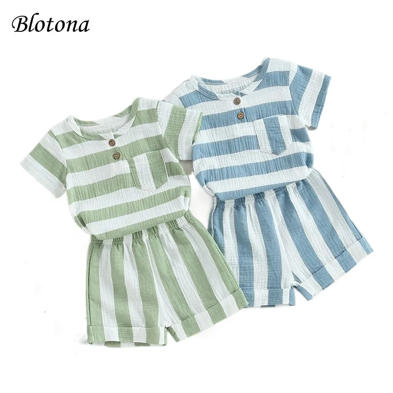 Blotona Newborn Baby 2Pcs Outfits, Striped Short Sleeve Cotton&Linen T-Shirt and Elastic Shorts Summer Casual Set 0-3Years
Blotona Newborn Baby 2Pcs Outfits, Striped Short Sleeve Cotton&Linen T-Shirt and Elastic Shorts Summer Casual Set 0-3Years