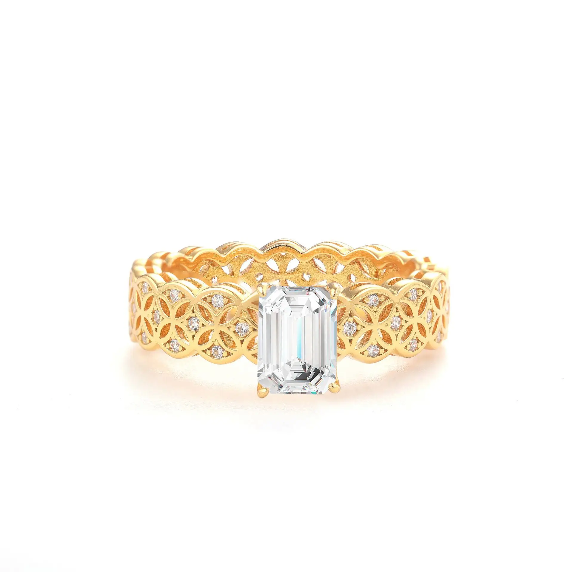 S925 Sterling Silver Plated with 18K Gold Emerald-cut Moissanite Openwork Women's Ring 7*5mm/1.0ct For Women Free Shipping
S925 Sterling Silver Plated with 18K Gold Emerald-cut Moissanite Openwork Women's Ring 7*5mm/1.0ct For Women Free Shipping