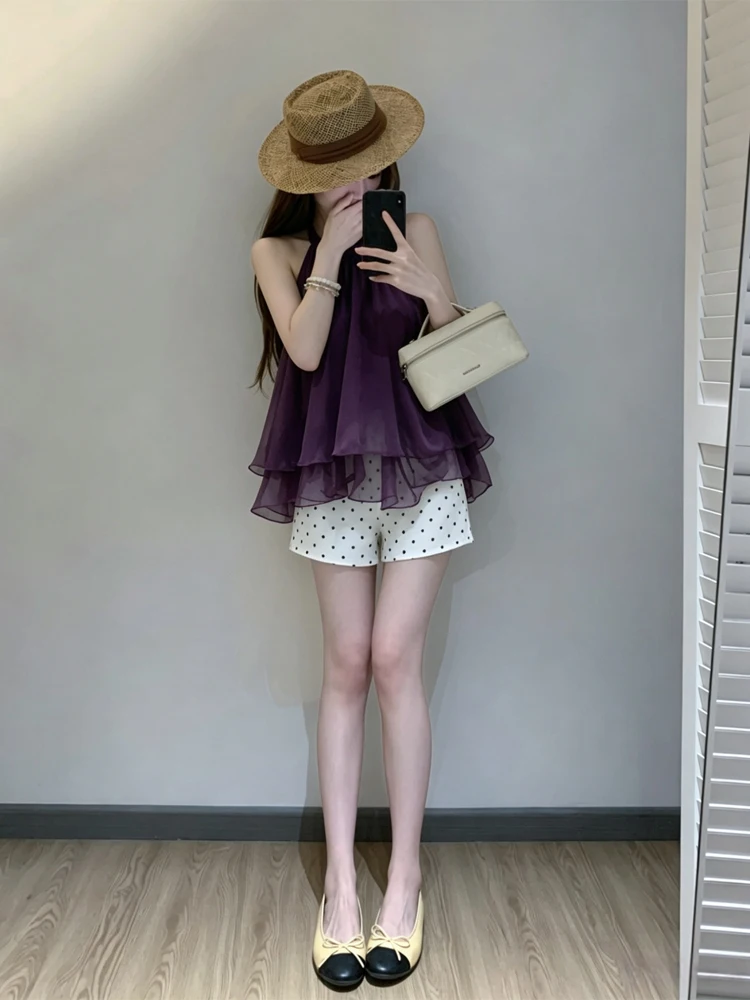 Pure Desire Sexy Backless Beaded Strap Vest Women's Summer New High-End Gauze Hanging Neck Vest Fashionable Casual
Pure Desire Sexy Backless Beaded Strap Vest Women's Summer New High-End Gauze Hanging Neck Vest Fashionable Casual