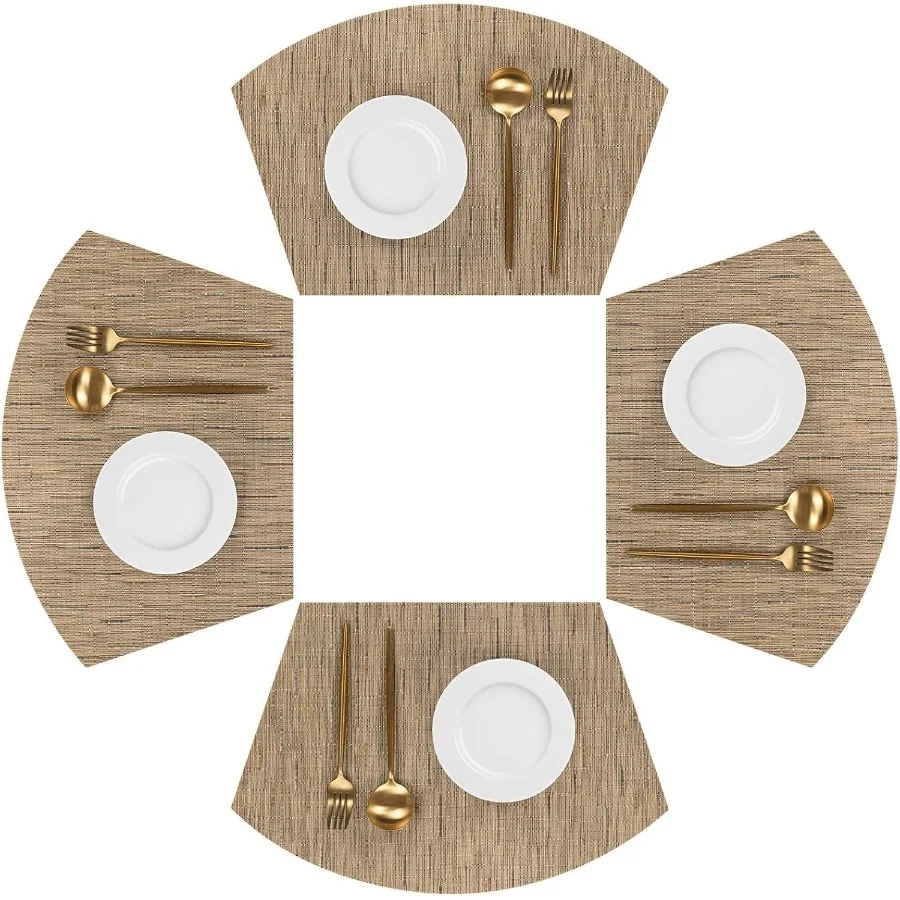 Набор круглых столовых приборов из 4-х клиновых форм, тканые виниловые коврики для столовых приборов, термостойкие салфетки, чистые коврики для обеденного стола, домашняя вкладка
Набор круглых столовых приборов из 4-х клиновых форм, тканые виниловые коврики для столовых приборов, термостойкие салфетки, чистые коврики для обеденного стола, домашняя вкладка