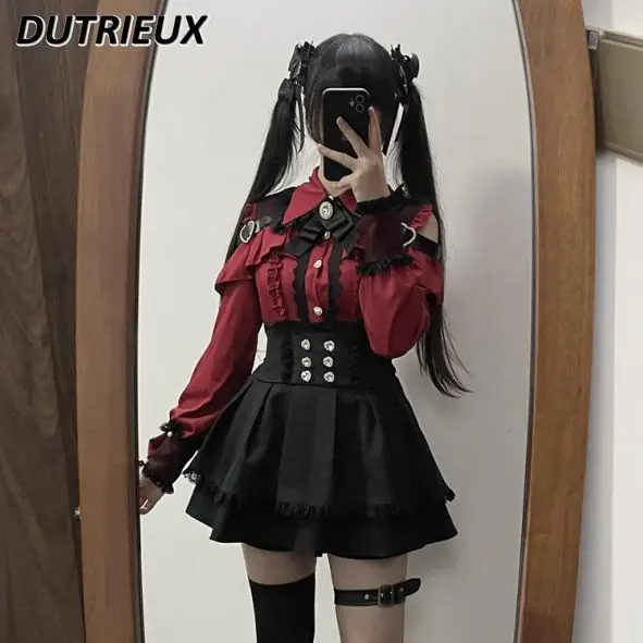 Japanese Mine Series Mass-produced Top Sweet Women's Long-sleeved Off-shoulder Shirt + High-waisted Short Skirt Two Piece Set
Japanese Mine Series Mass-produced Top Sweet Women's Long-sleeved Off-shoulder Shirt + High-waisted Short Skirt Two Piece Set
