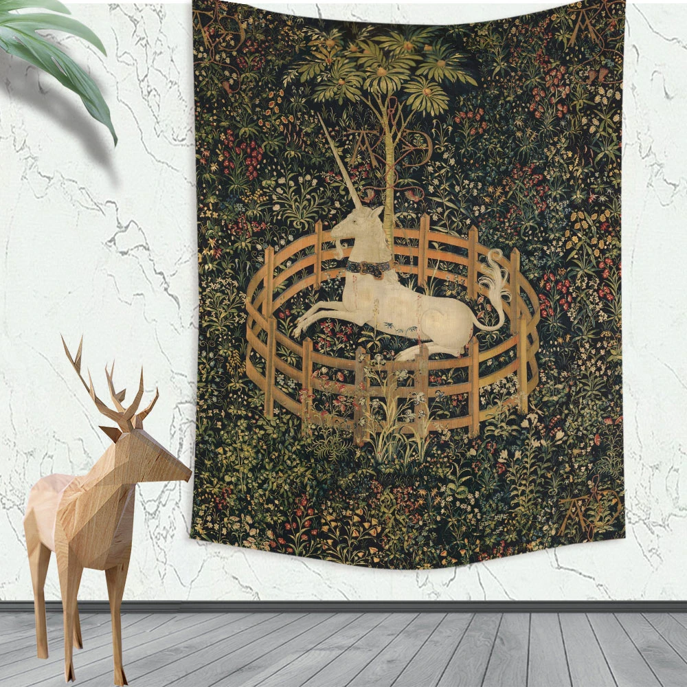 Medieval Unicorn Rest Illustration Poster Card Tapestry Wall Hanging Oil Painting Tree Animal Tapesries Home Decor Table Cloth
Medieval Unicorn Rest Illustration Poster Card Tapestry Wall Hanging Oil Painting Tree Animal Tapesries Home Decor Table Cloth