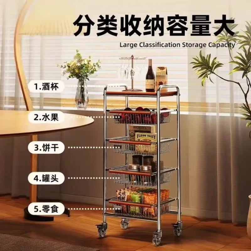 Snack storage trolley rack, kitchen storage rack, living room sofa removable
Snack storage trolley rack, kitchen storage rack, living room sofa removable