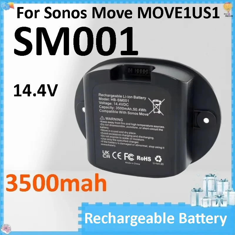 14.4V 3500mAh Speaker Battery SM001 for Sonos Move, MOVE1US1
14.4V 3500mAh Speaker Battery SM001 for Sonos Move, MOVE1US1