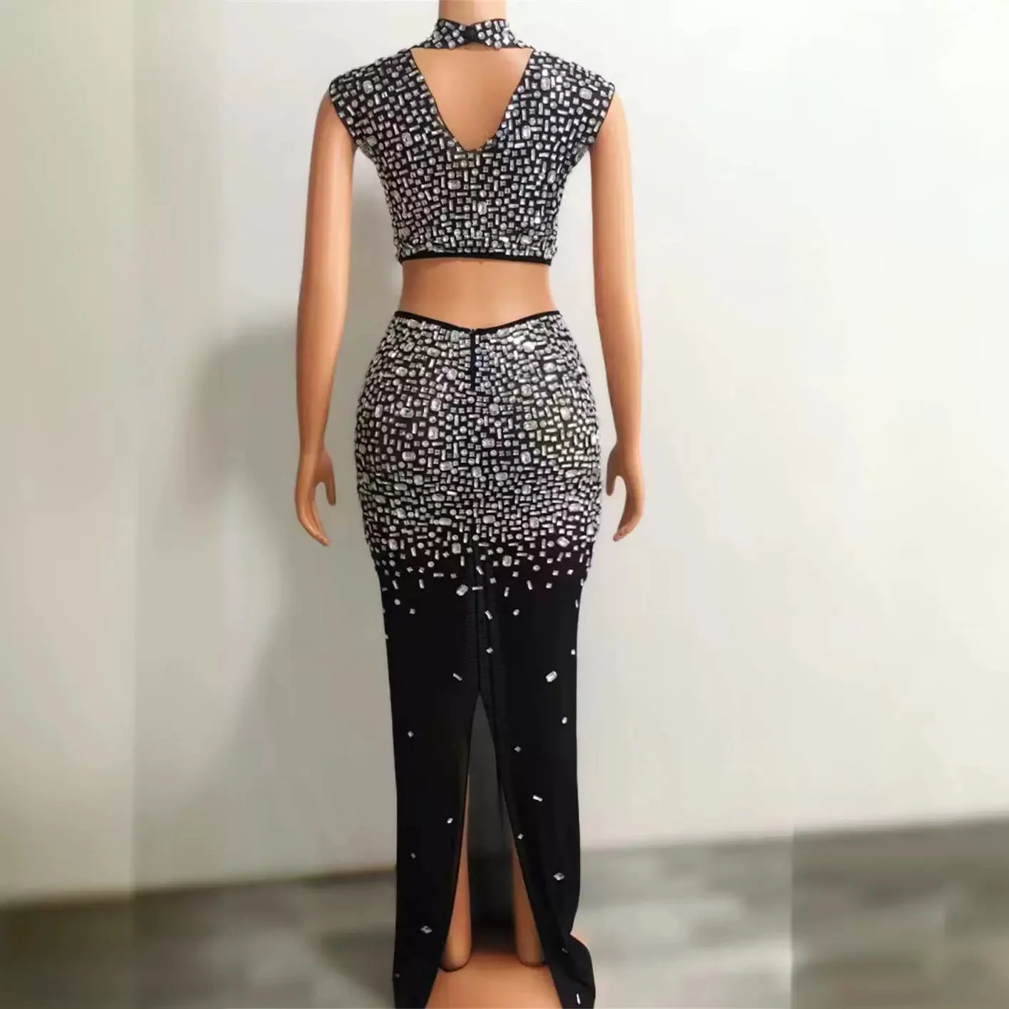 Party dress bright who drill perspective waist tight long dress stage performance clothes
Party dress bright who drill perspective waist tight long dress stage performance clothes