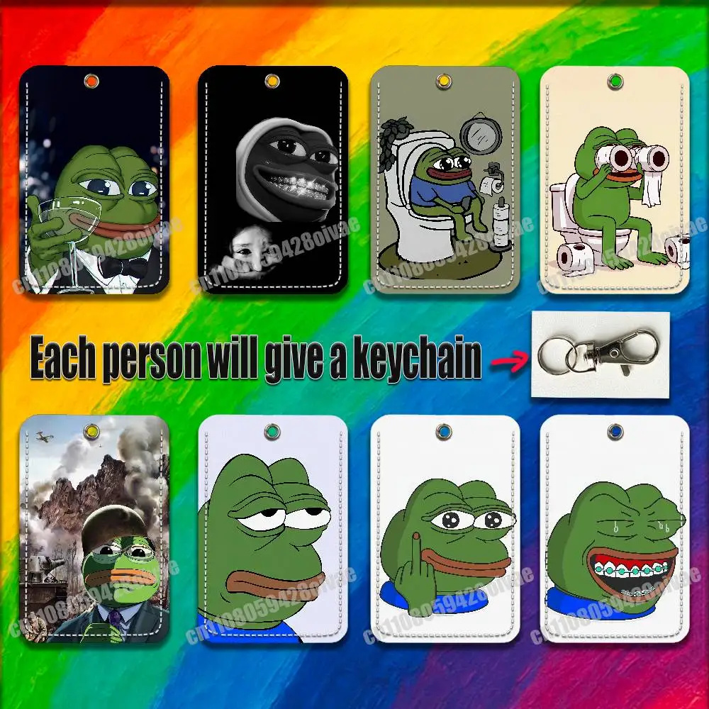 Funny Pepe Frog For ID Clips Credit Bank Bag Bus Meal Card Holder Cover Pocket Decoration Keychain
Funny Pepe Frog For ID Clips Credit Bank Bag Bus Meal Card Holder Cover Pocket Decoration Keychain