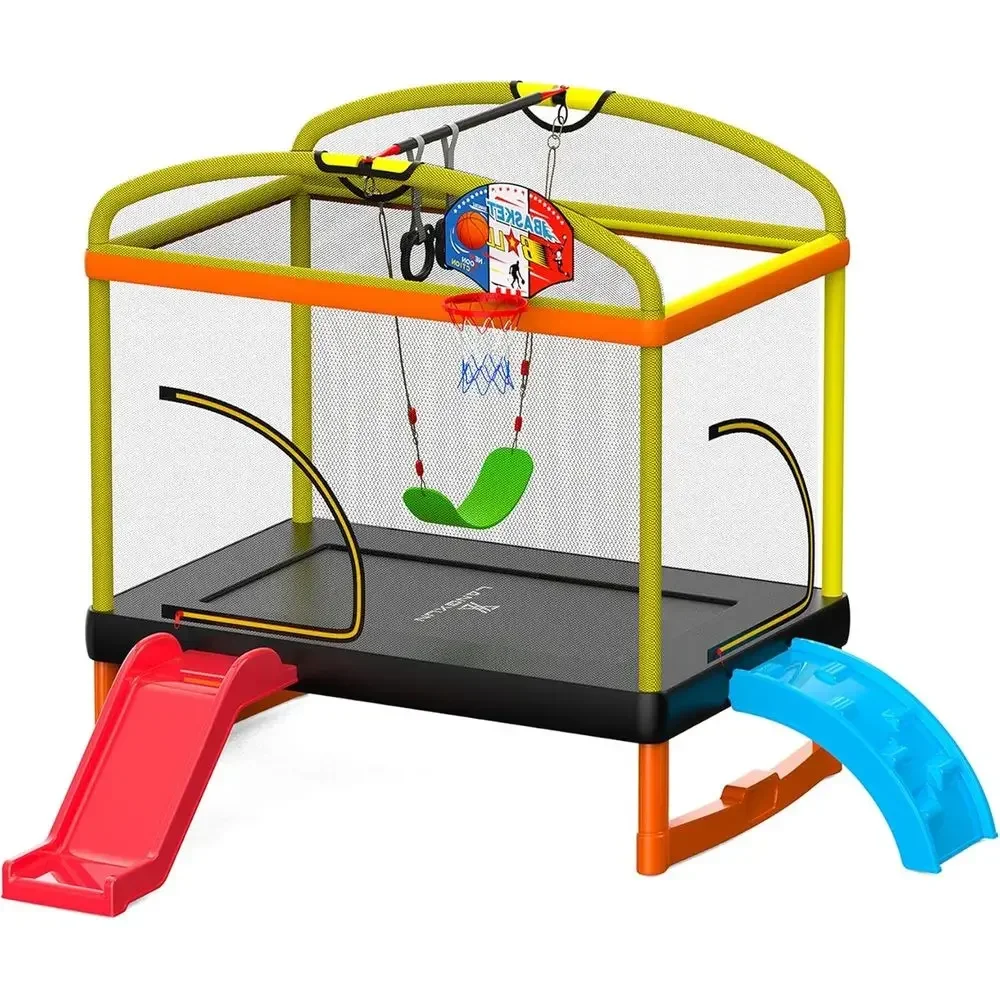 Outdoor Swing Basketball Climbing Slide Trampoline with Safety Net for Kids Recreation
Outdoor Swing Basketball Climbing Slide Trampoline with Safety Net for Kids Recreation