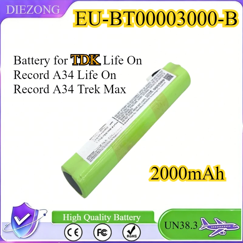 2000mAh Battery EU-BT00003000-B for TDK Life on Record A34 Life on Record A34 Trek Max 14.40Wh Direct Supply Audio Battery
2000mAh Battery EU-BT00003000-B for TDK Life on Record A34 Life on Record A34 Trek Max 14.40Wh Direct Supply Audio Battery