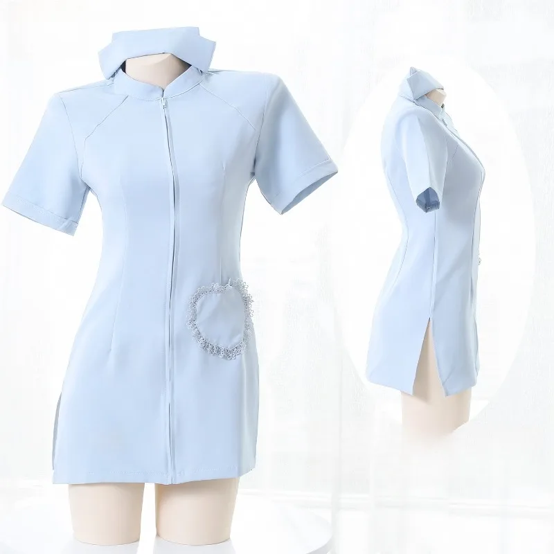 Anime Nurse Cosplay Costume Cute Blue Short Sleeve Dress Uniform with Hat Set for Women Nightdress Home Wear Roleplay Outfit
Anime Nurse Cosplay Costume Cute Blue Short Sleeve Dress Uniform with Hat Set for Women Nightdress Home Wear Roleplay Outfit