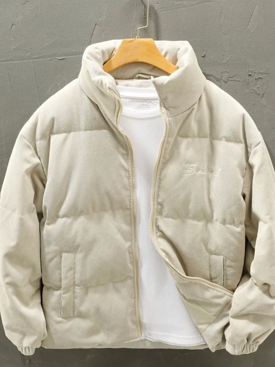 Thiened Corduroy Jaet Men's Winter Faion Youth Embroidered Fine Stripe Velvet Bread Sle Coat Stand Collar Casual Wear
Thiened Corduroy Jaet Men's Winter Faion Youth Embroidered Fine Stripe Velvet Bread Sle Coat Stand Collar Casual Wear