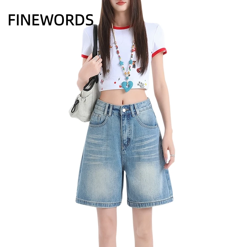 FINEWORDS Summer Women Light Wash Denim Bermuda Shorts High Waist Wide Leg Straight Leg Jean Shorts Casual Streetwear Loose Fit
FINEWORDS Summer Women Light Wash Denim Bermuda Shorts High Waist Wide Leg Straight Leg Jean Shorts Casual Streetwear Loose Fit