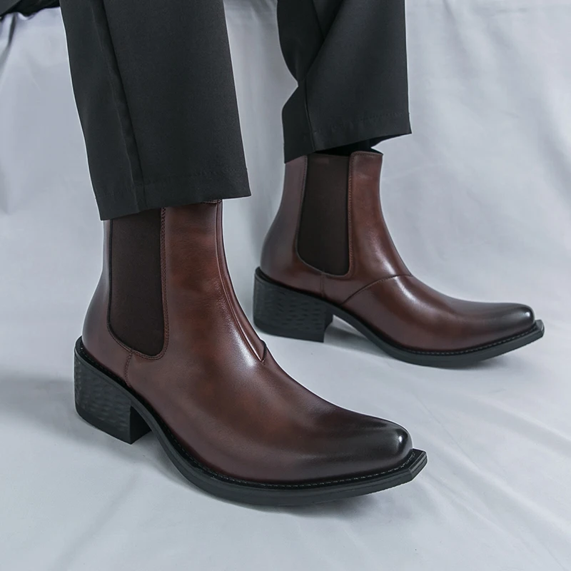 Men High-heeled Business Chelsea Boots Black-brown Color Men Slip-resistant Durable Fashionable Brand Boots Social Boots Men
Men High-heeled Business Chelsea Boots Black-brown Color Men Slip-resistant Durable Fashionable Brand Boots Social Boots Men