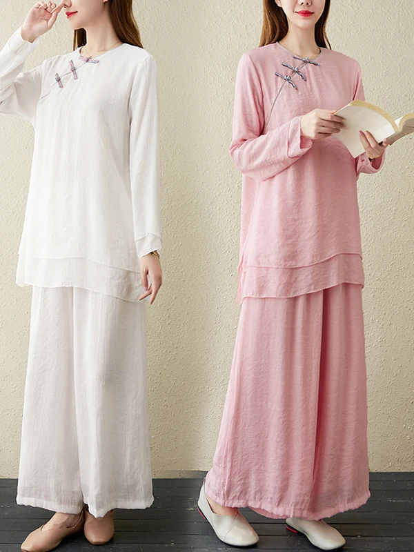 Loose Yoga Meditation Buddhist Style Two-Piece Set Women's Fashion Traditional Chinese Collar Cotton Spring Autumn Wear
Loose Yoga Meditation Buddhist Style Two-Piece Set Women's Fashion Traditional Chinese Collar Cotton Spring Autumn Wear